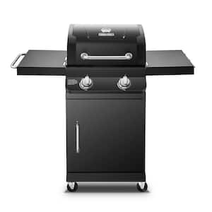 Premier 2-Burner Propane Gas Grill with Folding Side Tables in Black