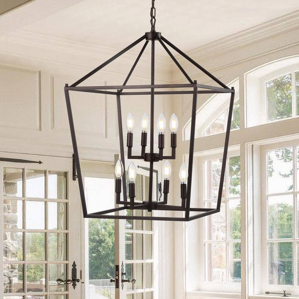 Pagoda 20" Oil-Rubbed Bronze LED Lantern Pendant with Adjustable Chain