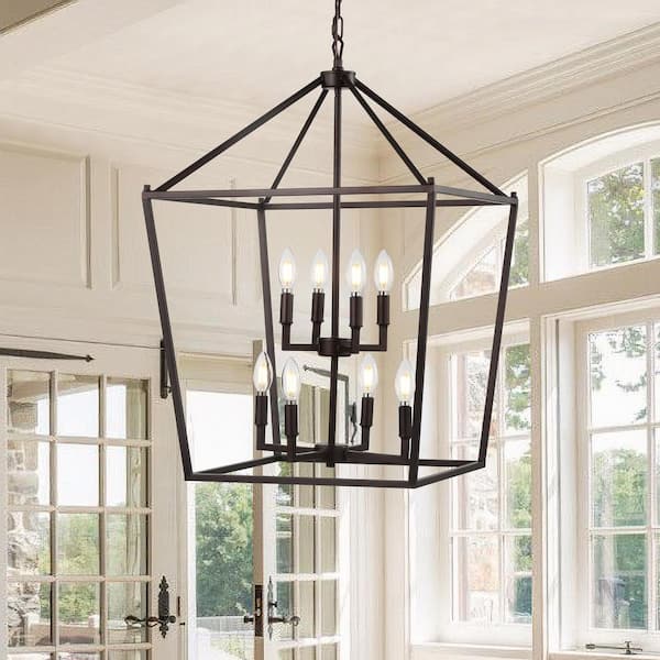 JONATHAN Y Pagoda 20 in. 8-Bulb Oil Rubbed Bronze Lantern