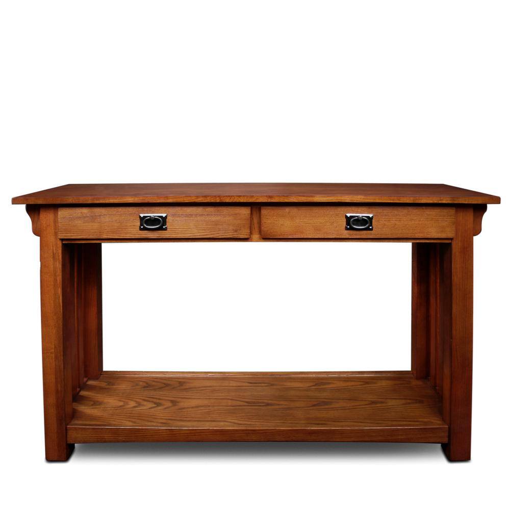 Mission Style Solid Oak Console Table with Storage Drawers