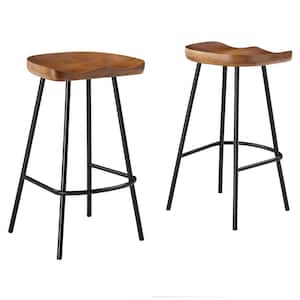 Concord 26.5 in. in Walnut Backless Wood Counter Stools - Set of 2