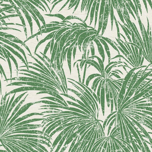Green Cassava Palm Glossy Vinyl Peel & Stick Wallpaper