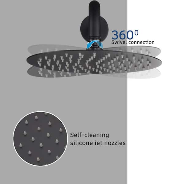 1-Spray Patterns Shower System 10 in. Wall Mount Dual Shower Heads with Rough-in Valve in Matte Black