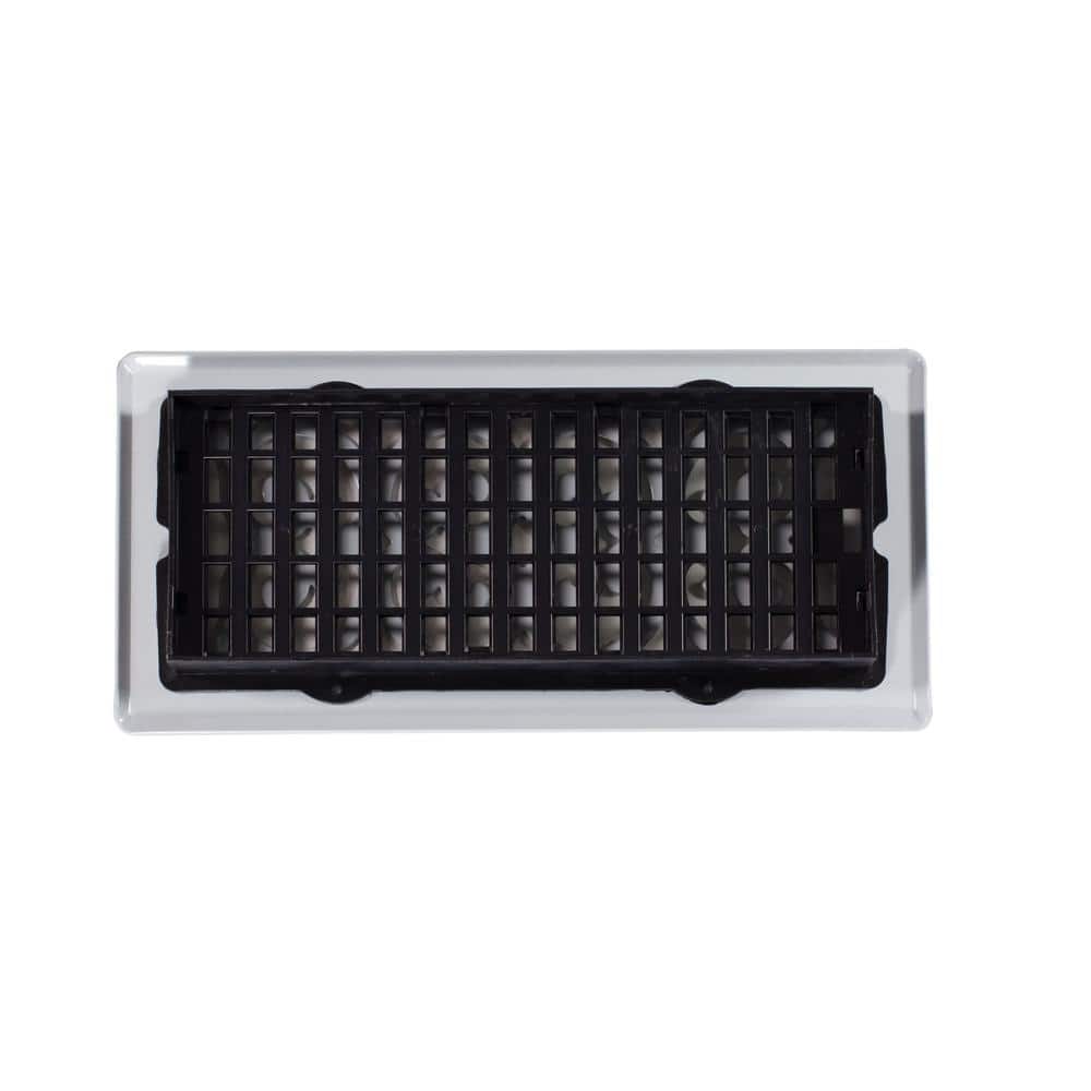 White Scroll Design Steel Floor Register, 4x10 Inch