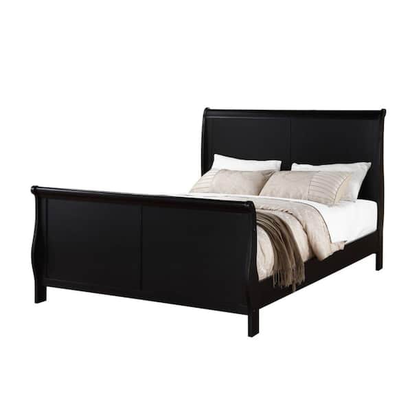 Benjara Classy Black Wooden Twin Bed