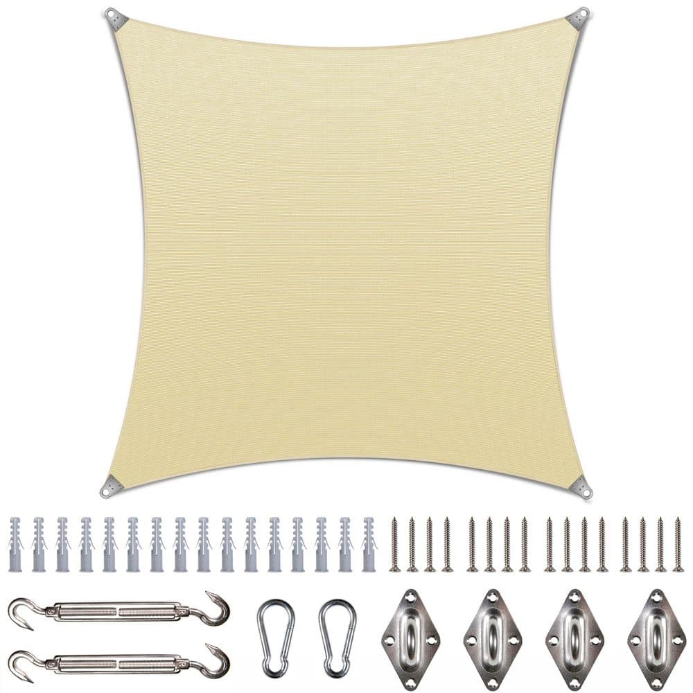 Super Ring 16 ft. x 20 ft. Sun Shade Sail with Hardware Kit and Cables-Beige price history on PriceWatchPro