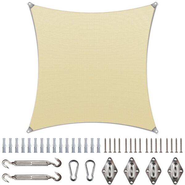 Super Ring 18 ft. x 22 ft. Sun Shade Sail with Hardware-Beige