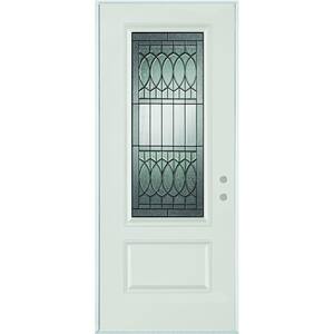 32 in. x 80 in. Nightingale Patina 3/4 Lite 1-Panel Painted White Left-Hand Inswing Steel Prehung Front Door