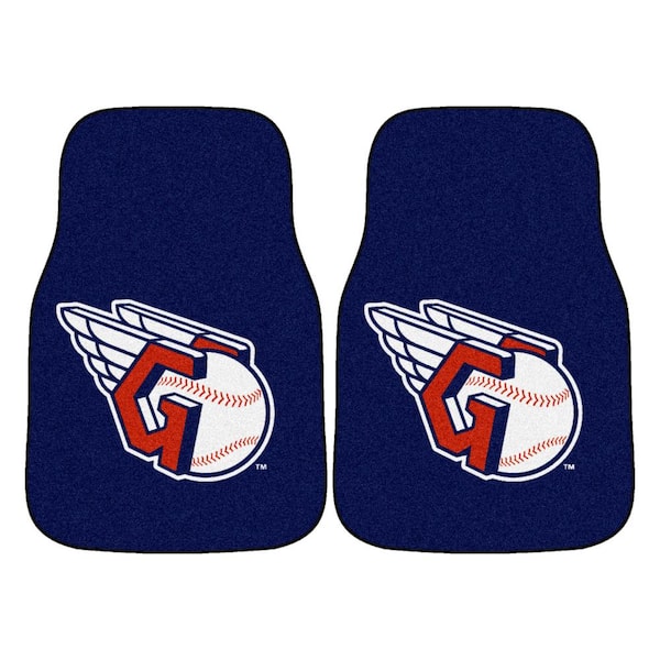 FANMATS MLB Cleveland Guardians Heavy Duty 2-Piece 18 in. x 27 in. Nylon Carpet Car Mat