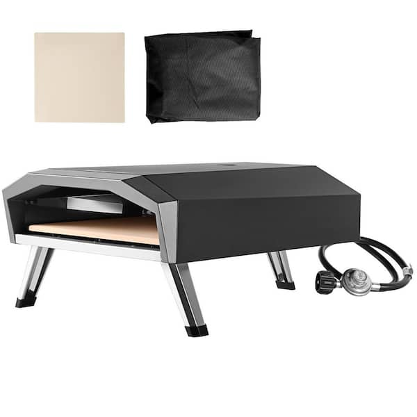 Portable Pizza Oven, 13 in. Propane Powered Outdoor Pizza Oven with Pizza Stone in Black, CSA Certified