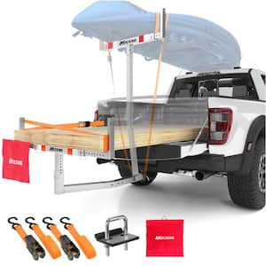 2-in-1 Design Steel Pickup Truck Bed Extender with Ratchet Straps and 750 lbs. Capacity