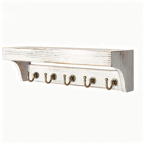 14 in. W x 3.74 in. D Whitewash Wood Decorative Wall Shelf