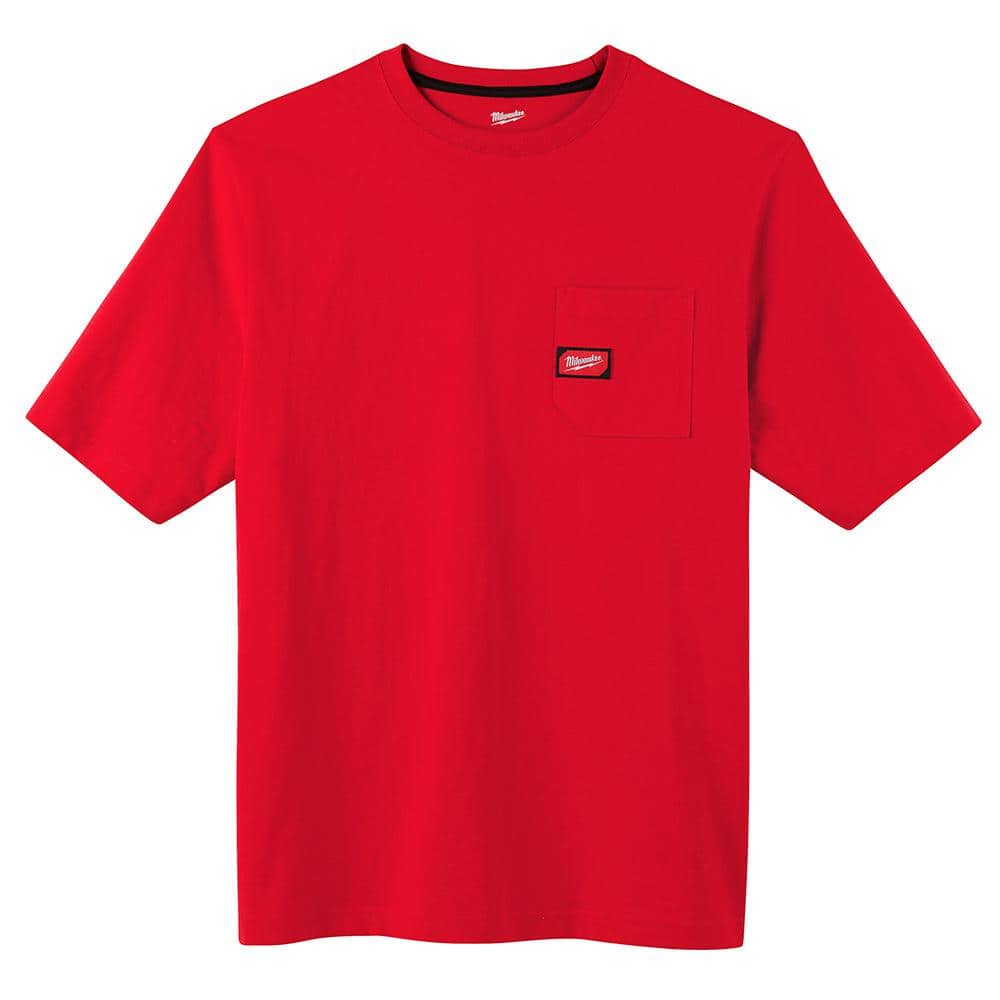 Milwaukee Men's 3X-Large Red Heavy-Duty Cotton/Polyester Short-Sleeve ...