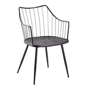 Winston Black Metal and Black Solid Wood Farmhouse Dining Chair