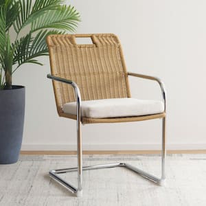 Malou Cream/Natural 16.14 in. Rattan Dining Chair