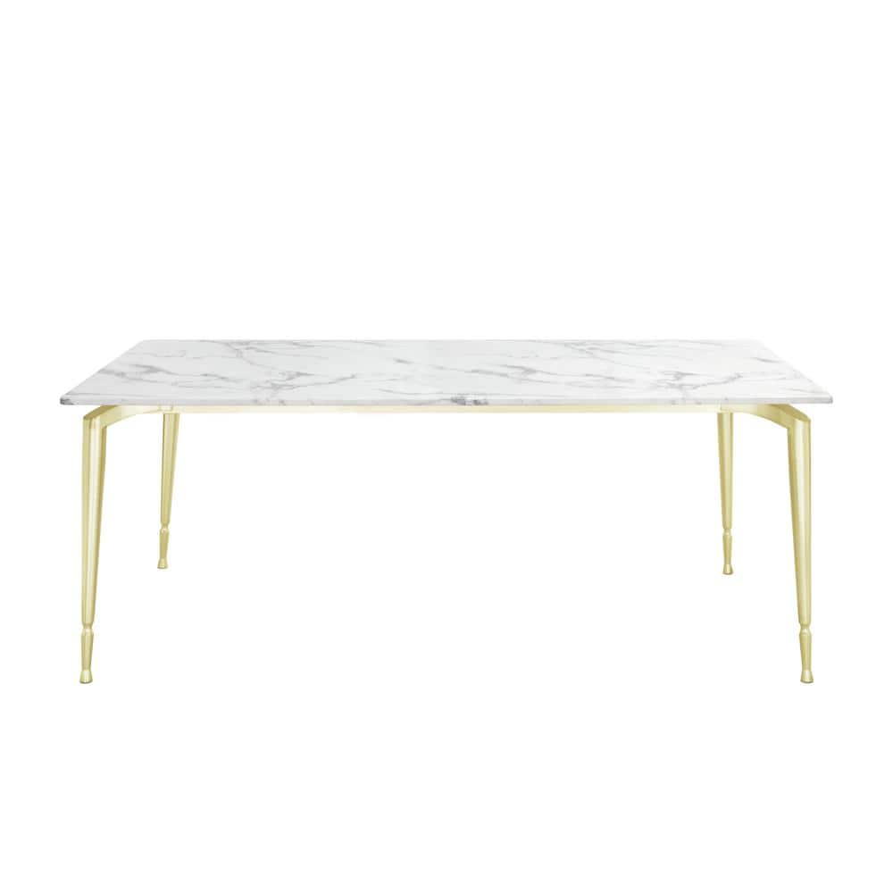 Ira 70 in. White Marble Dining Table with Gold Metal Legs -  Nicole Miller, NDT121-24WES-HD