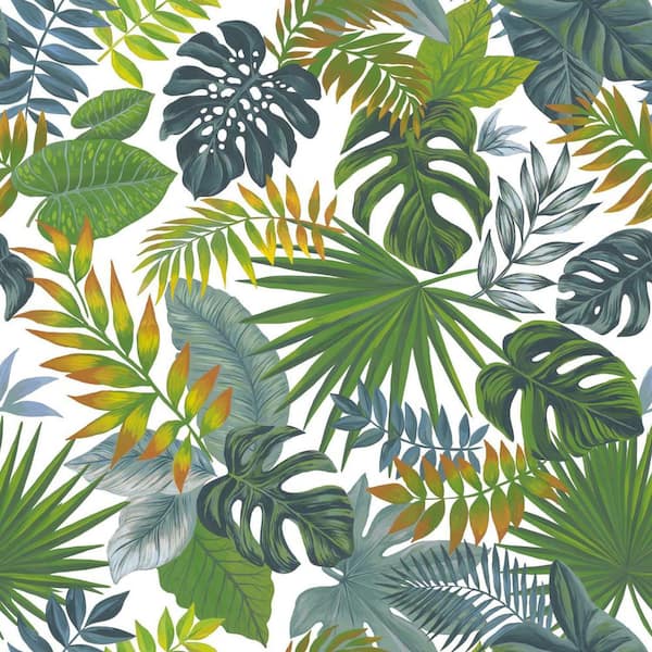 RoomMates 28.29 sq. ft. Green Palm Frond Toss Peel and Stick Wallpaper