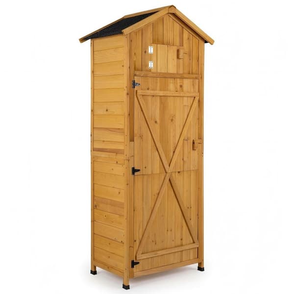 2.5 ft. W x 1.6 ft. D Wood Storage Shed with Shelves and Hooks (4.1 sq. ft. )