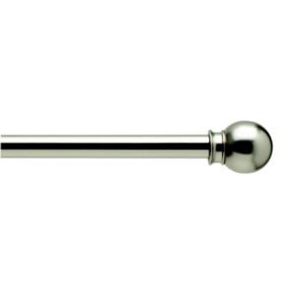 Home Decorators Collection 28 in. - 48 in. L 5/8 in. Single Curtain Rod Kit in Satin Nickel with Ball Finial