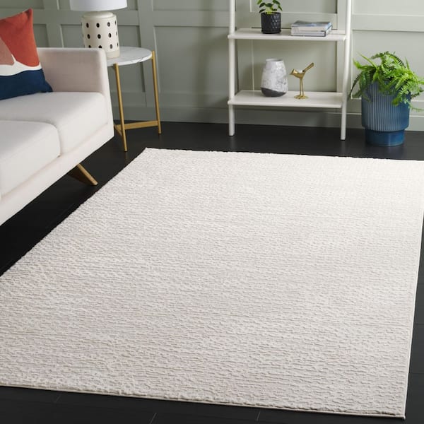 Revive 4 ft. x 6 ft. Ivory Textured Solid Color Area Rug