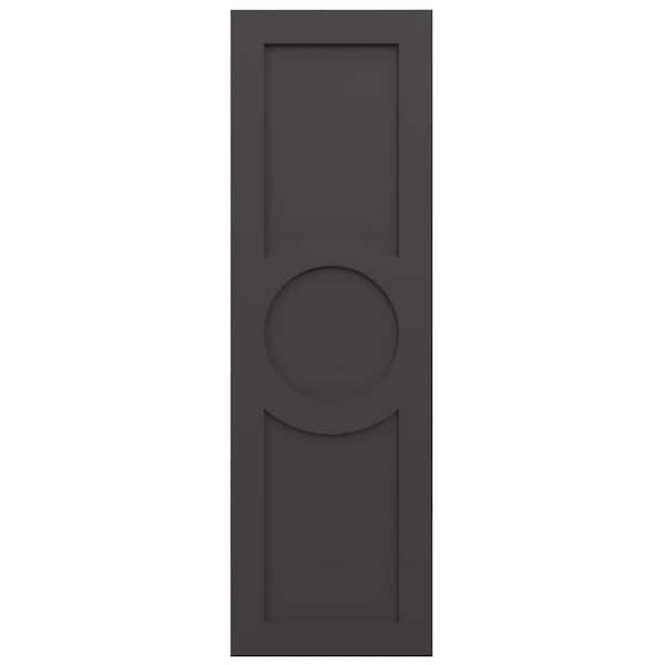 True Fit PVC 18 in. W x 80 in. H Raised Panel Vinyl Shutters Pair in Shadow Mountain