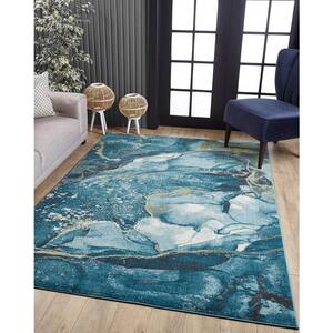 Arte Teal 8 ft. x 10 ft. Watercolor Glam Area Rug