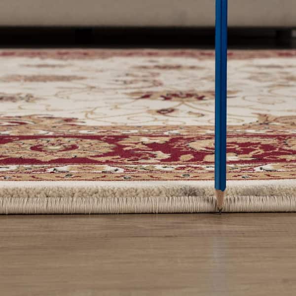 7 ft. x 5 ft. Red Ivory Oriental Antique Floral Runner Rug for Living Room Bedroom Dining Room Entryway Area Rug