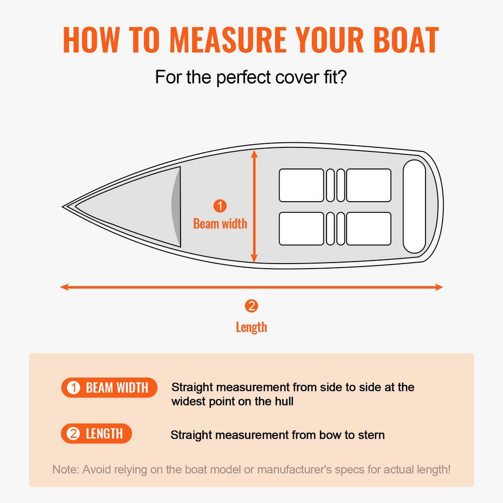 Gray 16-18.5 ft Waterproof Marine-Grade Boat Cover with Motor Cover