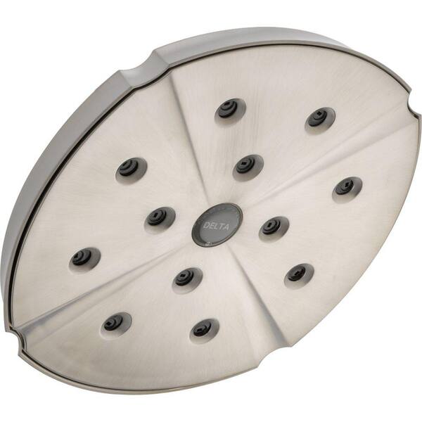 Delta Addison 1-Spray Patterns 2.5 GPM 8.19 in. Wall Mount Fixed Shower Head with H2Okinetic in Stainless