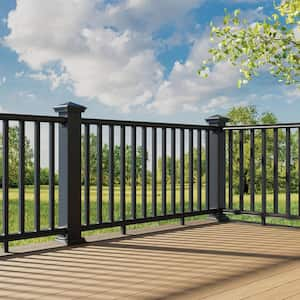 BRIO 36 in. x 72 in. (Actual: 36 in. x 70 in.) Black PVC Composite Line Railing Kit w/Square Composite Balusters