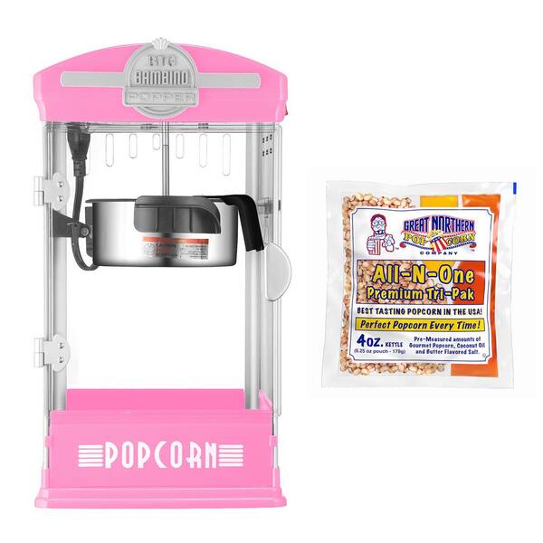 GREAT NORTHERN 480-Watt 4 oz. Pink Popcorn Machine with All