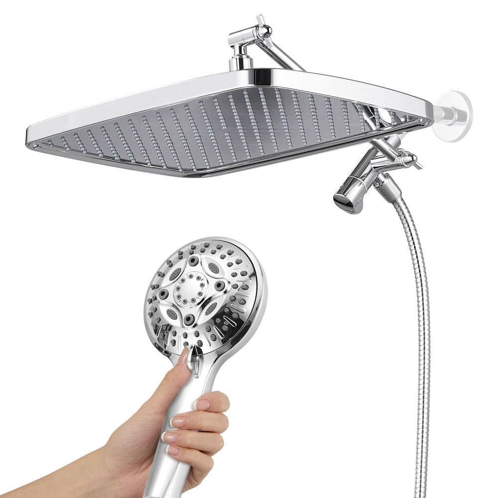 Zalerock Rainfull 8-Spray 12 in. Wall Mount Dual Shower Head