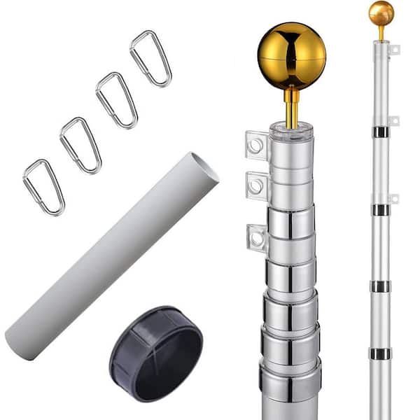 30 ft. Outdoor Heavy Duty Aluminum In Ground Telescoping Flagpole Kits