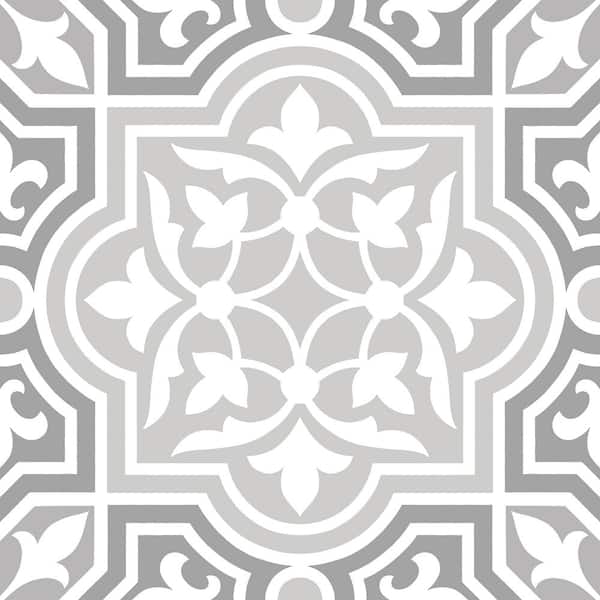 Grey Cheverny 3 MIL x 12 in. W x 12 in. L Water Resistant Peel and Stick Vinyl Tile Flooring (20 sq. ft./case)