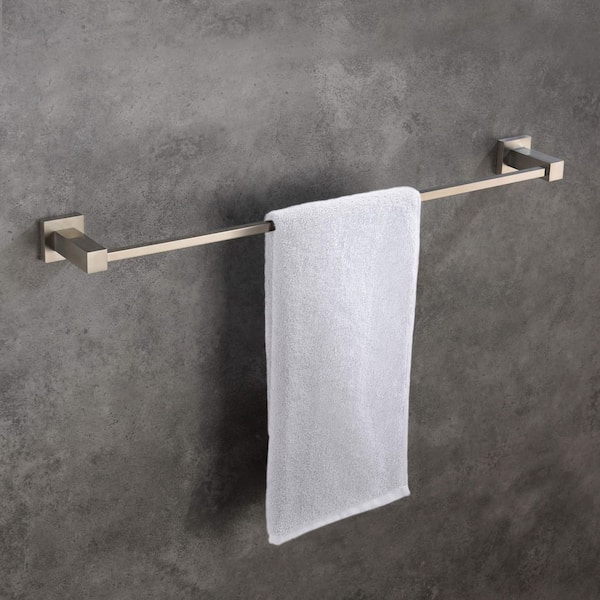 Bathroom Accessories 23.62 in. Wall Mounted Towel Bar in Brushed Nickel