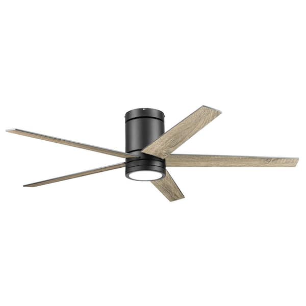 Honeywell Graceshire 52 in. Color Changing LED Indoor Flush Mount Matte Black Ceiling Fan with Remote Control