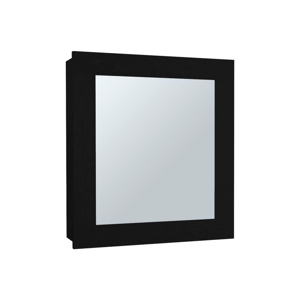 Black 18.6 in W x 20.5 in. H Modern Rectangle Particle Board Framed Mirror 