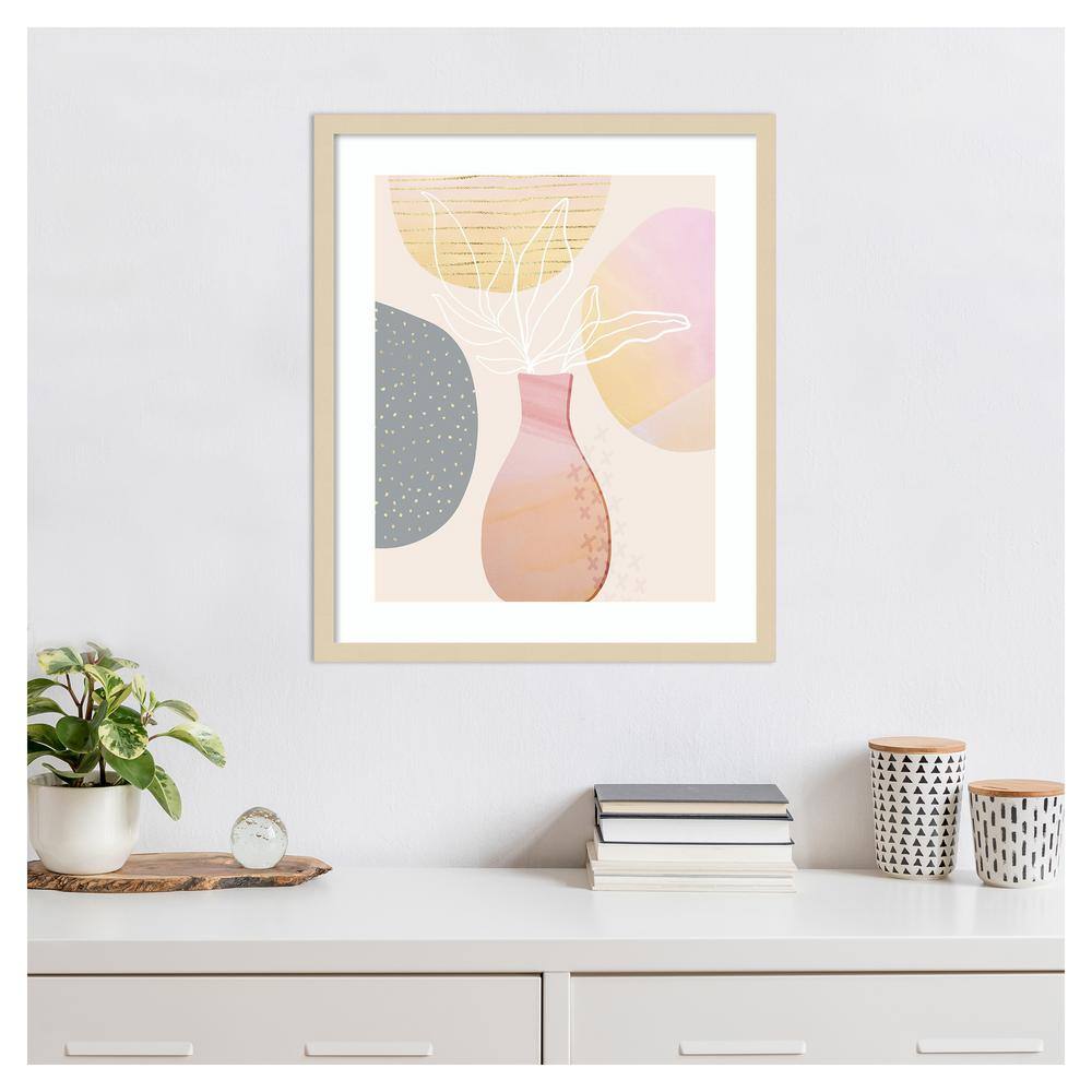 Mid Century Floral I Svelte Natural Framed Wall Art Print