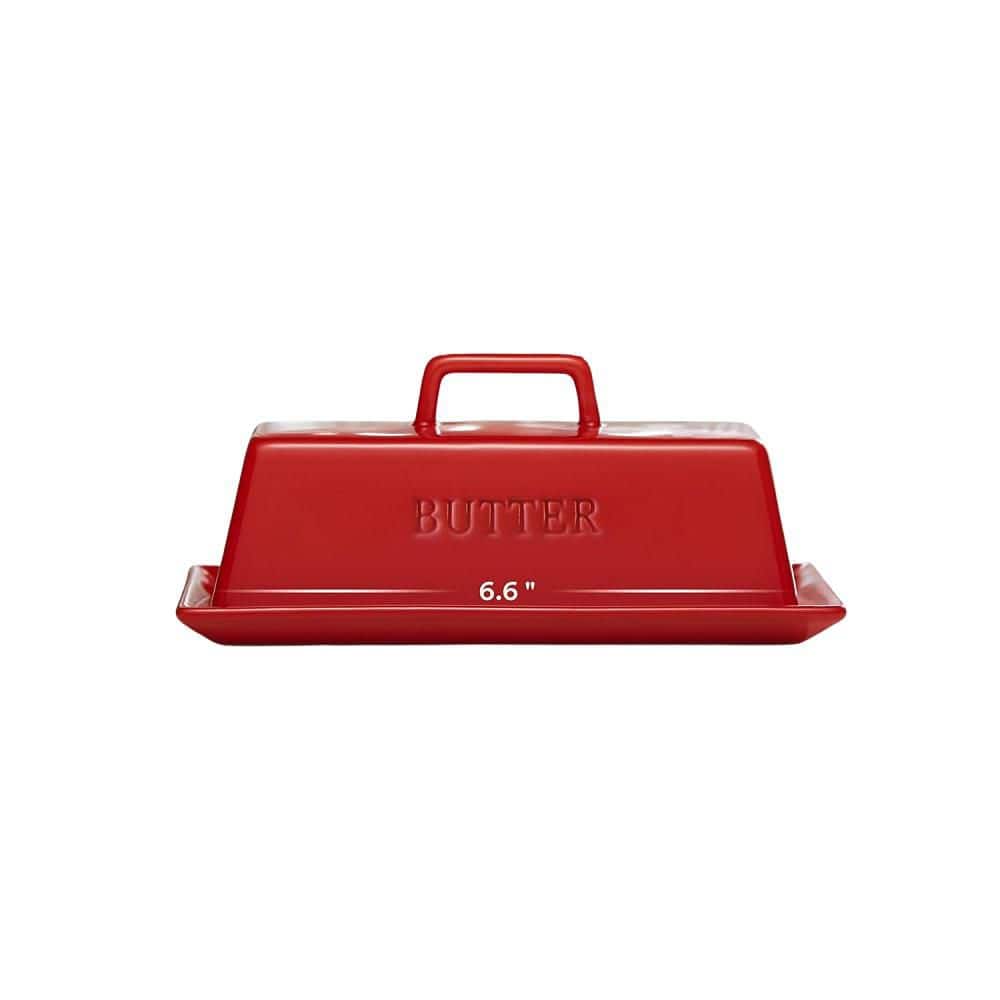 1.5 oz. Red Ceramic Butter Dish with Lid for Countertop Holds 1 Stick, Microwave and Dishwasher Safe price history on PriceWatchPro