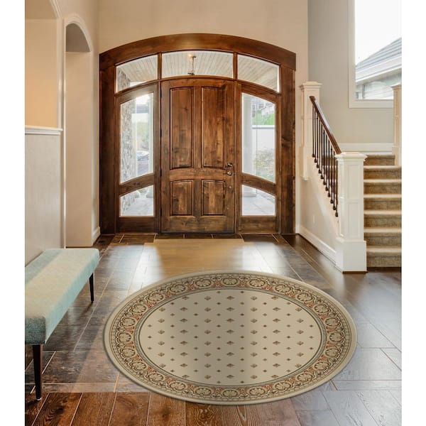 Ankara Pin Dot Ivory 8 ft. Round Area Rug