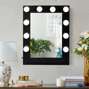 23 in. 27 in. Small Large Wall Mounted Vanity Bathroom Makeup Mirror Hollywood Dimmer Light in Black