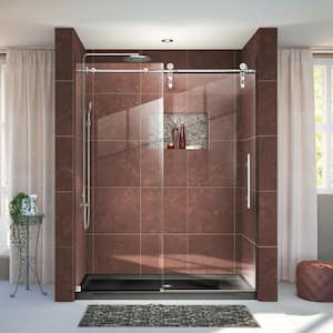 Enigma-Z 56 in. to 60 in. x 76 in. Frameless Sliding Shower Door in Polished Stainless Steel