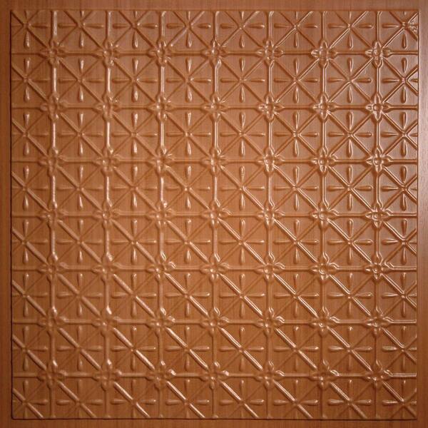 Ceilume Continental Faux Wood-Caramel Evaluation Sample - 2 ft. x 2 ft. Ceiling Panel