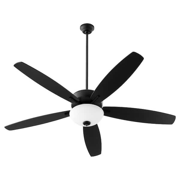 quorum Breeze 60 in. 5 Blades 2-Light 9-Watt Medium Base Opal Bowl Textured Black Ceiling Fan