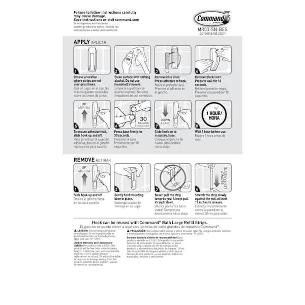 Command 5 lb. Large Brushed Nickel Traditional Hook (1 Hook, 2 Strips)  17053BN - The Home Depot