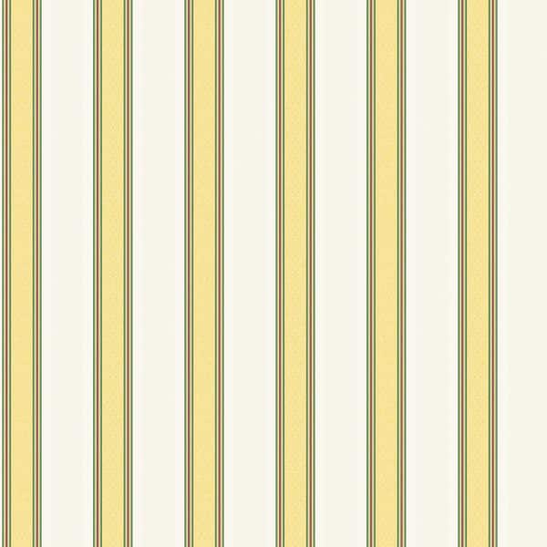 The Wallpaper Company 56 sq. ft. Yellow and White Traditional Stripe Wallpaper