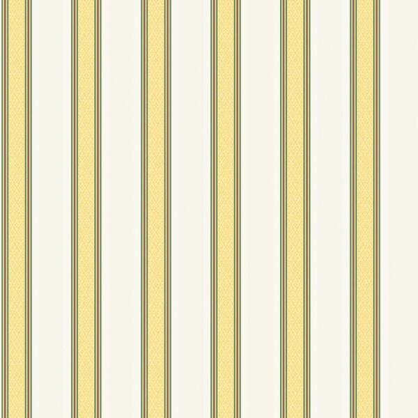 The Wallpaper Company 8 in. x 10 in. Yellow and White Traditional Stripe Wallpaper Sample