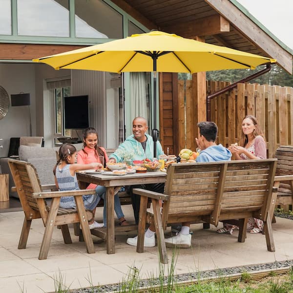 coral coast 9 ft steel market patio umbrella Sun-Ray 9 ft. Round 8-Rib Steel Market Patio Umbrella in Yellow