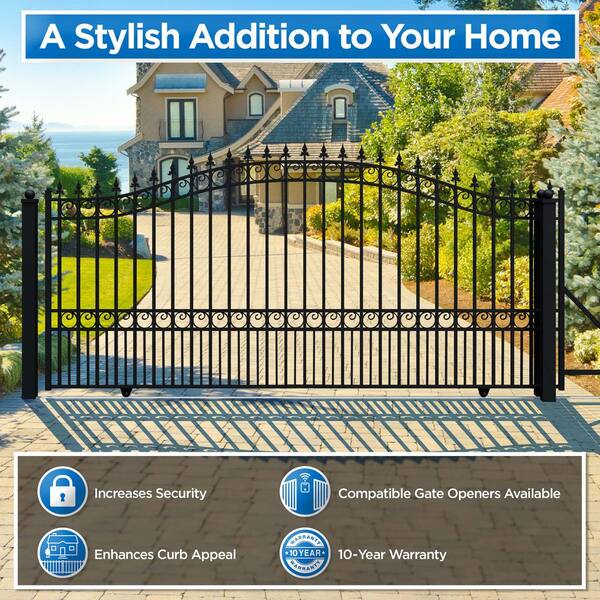 ALEKO London Style 18 ft. x 6 ft. Black Steel Single Swing Driveway Fence Gate