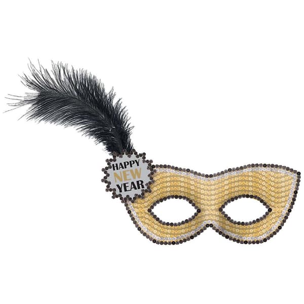 Amscan 1.2 in. Happy New Year Sequin Mask